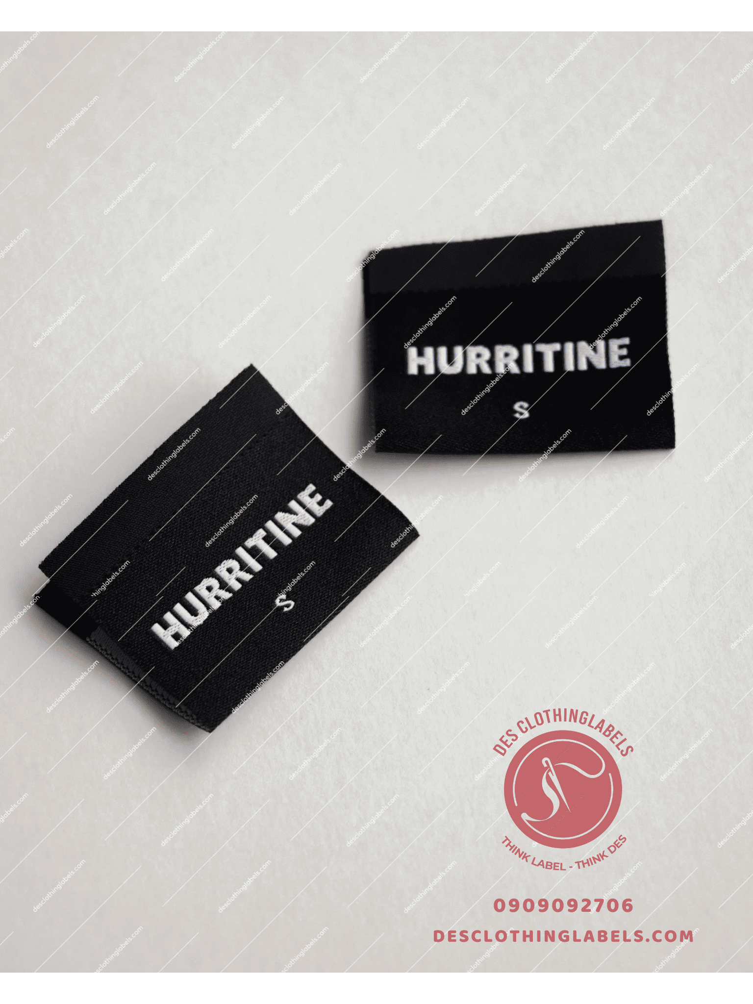 Nhãn dệt size kèm logo thương hiệu thời trang